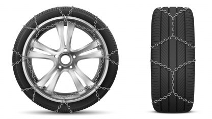 kovové sněhové řetězy s křížovým typem stopy